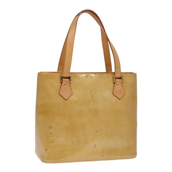 LOUIS VUITTON Monogram Vernis Houston Hand Bag Beige M91004 LV Auth 88302 - Picture 1 of 16